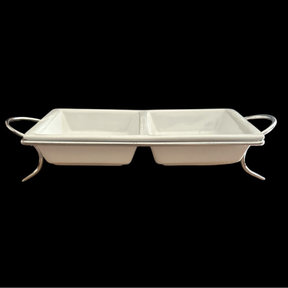 Simple Dining 2 Section Server With Metal Stand